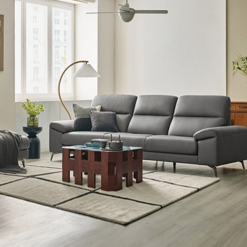 자코모 드로우 슈렁큰 천연가죽 소파 4인용 (스툴포함)_이미지