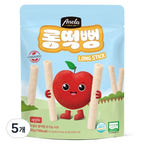Safrunat S.L. 아넬라 유기농 롱떡뻥 사과맛 30g (5개)_이미지