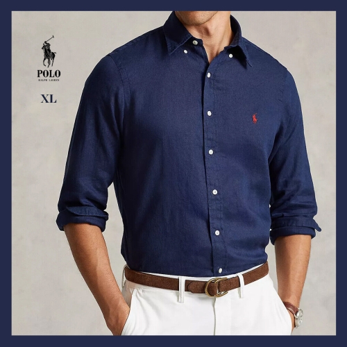랄프로렌 폴로 남성 클래식핏 린넨 셔츠 뉴포트 네이비 XL 2031485 단일사이즈