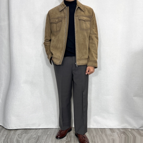 고트스킨 스웨이드 이태리 염소가죽 자켓 카키베이지_Y5UA03-2