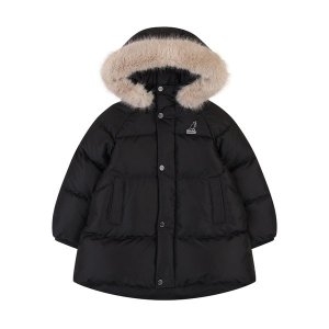 캉골키즈 걸리쉬 에이라인 퍼 롱 다운점퍼 RD 2211 블랙_ARDCDJ22110BK_이미지