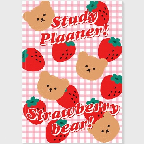�������� Dot strawberry check pink study planner