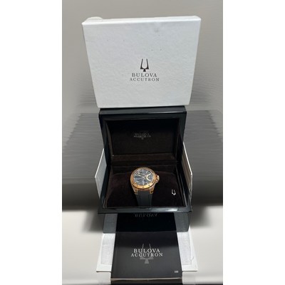 Accutron 64B108 본타그 액트론 쿠라사오 오토매틱 골드톤 그레이 러버 밴드 스위스