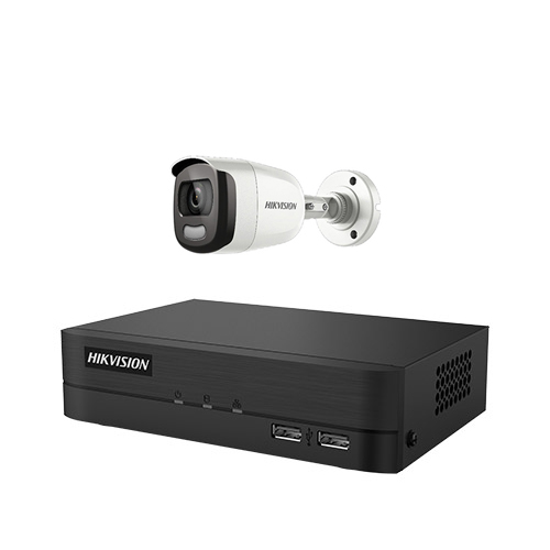 HIKVISION TurboHD Series DS-7204H Mini SSD STCOM + ColorVu Series DS-2CE10 STCOM (녹화기 + 카메라 4개)_이미지