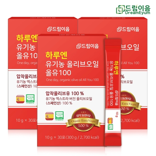 드림이음 하루엔 엑스트라버진 피쿠알 유기농 올리브오일 스틱 300g(30gx30포) (3개)_이미지