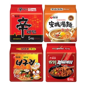 농심 신라면5개 + 안성탕면5개 + 얼큰한너구리5개 + 사천짜파게티4개