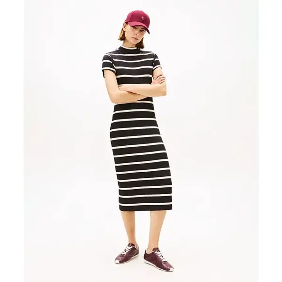 타미힐피거 TOMMY HILFIGER 스트라이프 립 모크넥 드레스 T22G0TDR030WT20AU 322348