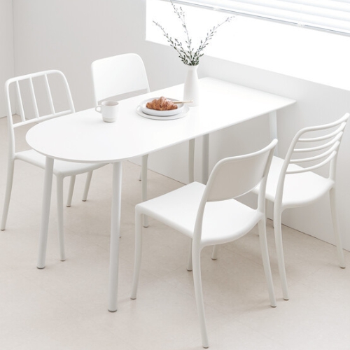 아이엔지홈 비쥬 화이트 반타원 식탁 1400 (의자별도)_이미지