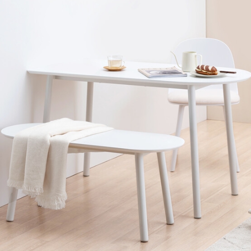 아이엔지홈 비쥬 화이트 반타원 식탁 1400 (의자별도)_이미지