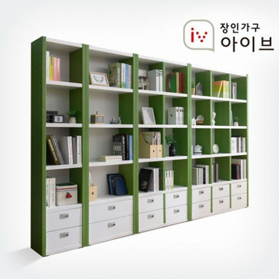 장인가구 마카롱 5단 15칸 서랍형 책장 1200_이미지