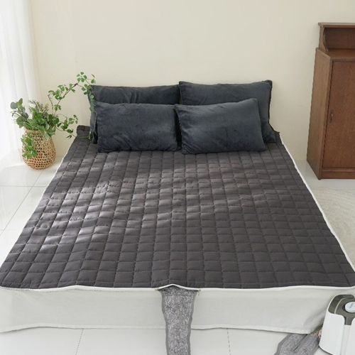 스코홈 순면 30수 해피블랙차콜 온수매트 전용 커버 (싱글, 100x200cm)_이미지