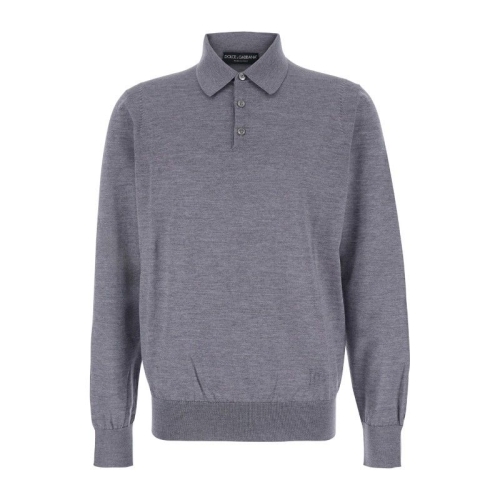 돌체앤가바나 그레이 롱 슬리브 니트 폴로 GXZ25T JDVBVV0545_이미지