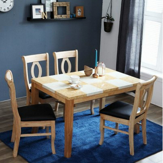 이노센트플러스  리브 느베르 디종 대리석 내츄럴 식탁 (의자4개)