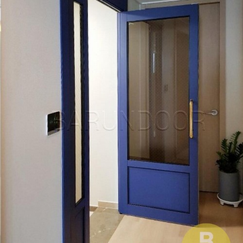 바른사람 바른도어 네이비 브론즈망입 강화유리 고시형 비대칭 양개스윙중문 [~1.25m]