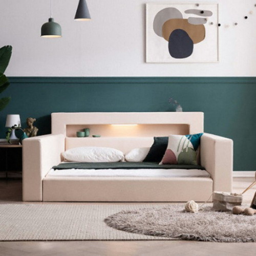 삼익가구 렉스 가드형 가죽 LED침대 Q (슬립웰파워본넬)