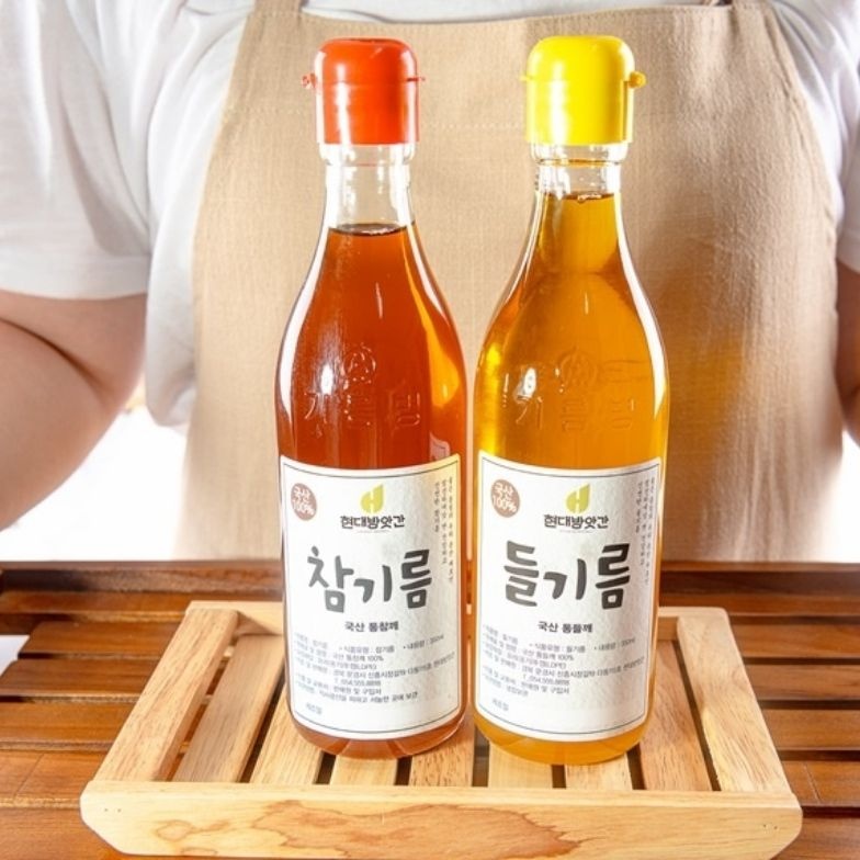 현대방앗간 국산 참기름 350ml + 들기름 350ml (1개)_이미지