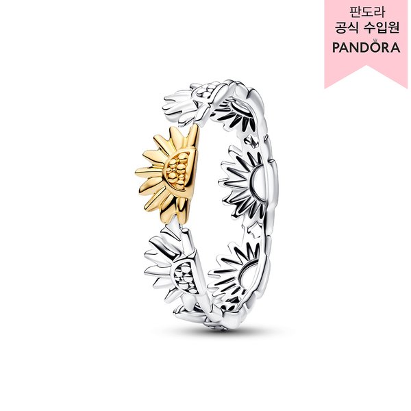 판도라 썬플라워 투톤 밴드 링 164702C00_이미지