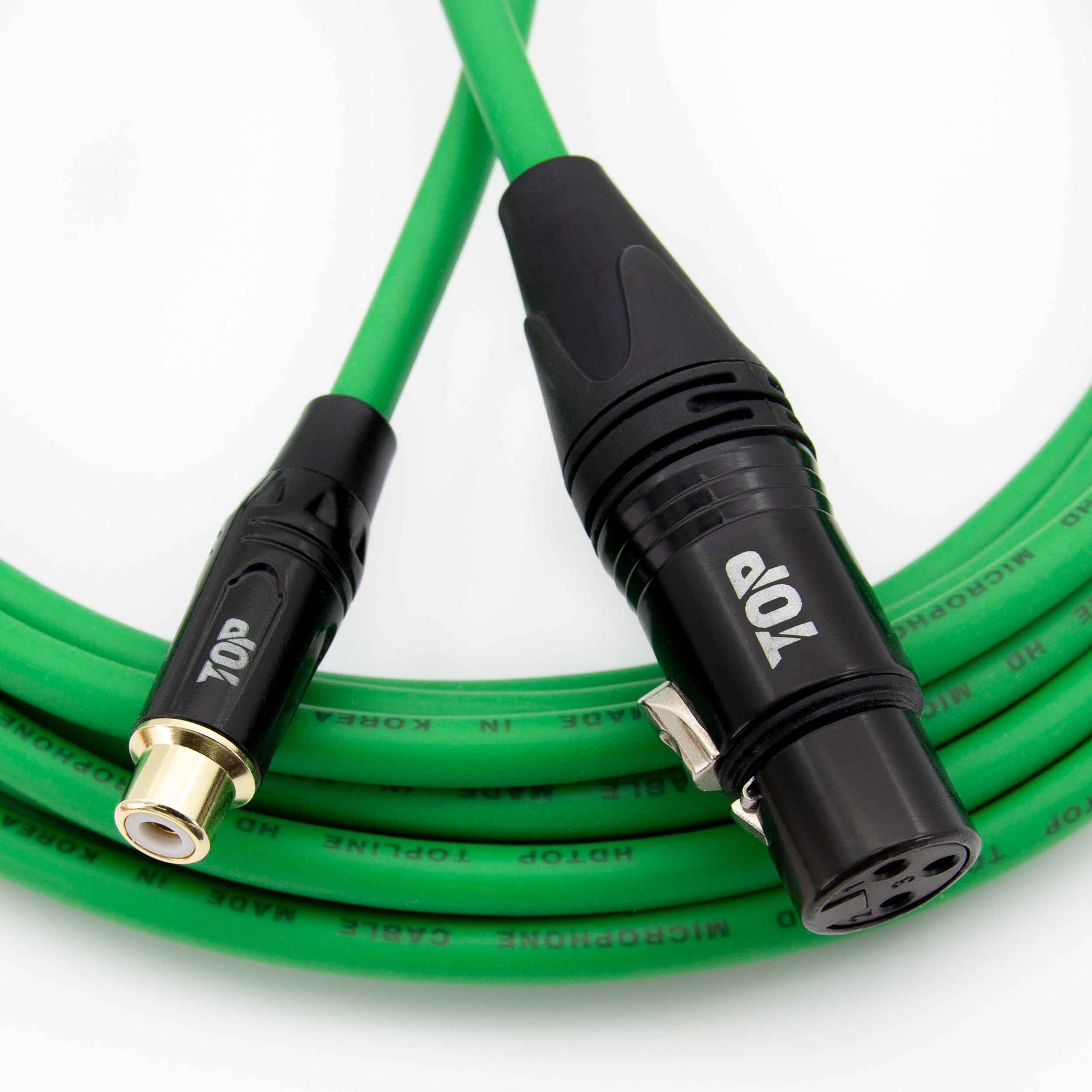 탑라인에이치디 HDTOP RCA 암 to XLR 암 케이블 블랙그린 (1.5m, HT-TP6557)_이미지