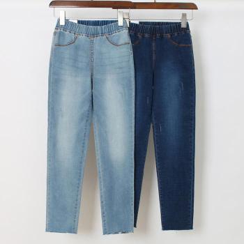 빅사이즈사랑해요 P526L407 컷팅밴드워싱면데님팬츠 LO S16852701