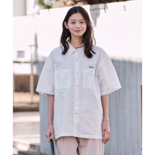 DIEMS 더블포켓 자수 포인트 옥스포드_화이트 오버핏 _LDSWB04OSW