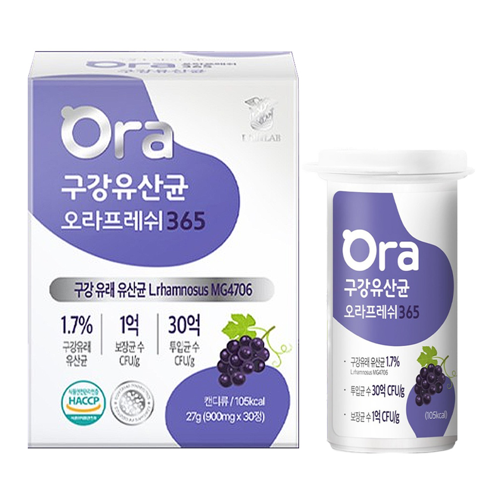 랩온랩 <b>구강</b><b>유산균</b> 오라프레쉬 365 900mg 30정