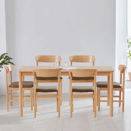 베스트리빙 루빈 라운드 알로 원목 식탁 1600 (의자6개)