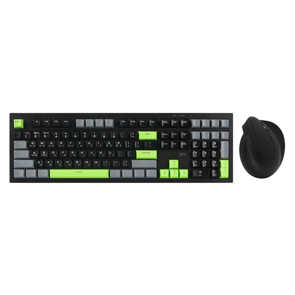 지클릭커 OFFICEPRO WMK700 사일런스 M 108 무선 키보드 마우스 세트 (Poker Green)_이미지