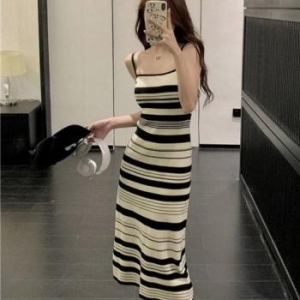 ONM 여름 여성 린넨 끈원피스 쿨링 스트라이프 원피스 S37293186