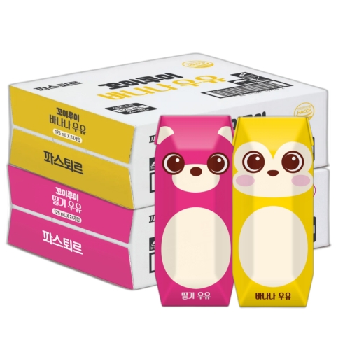 파스퇴르 꼬미루미 2종혼합 (딸기+바나나) 125ml