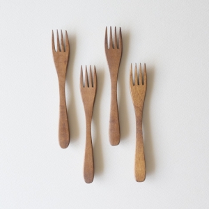 로메이키친 롬우드 로즈원목 나무 과일 티포크