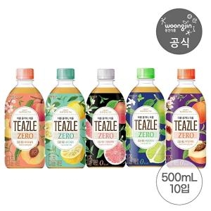 웅진식품 티즐 피치우롱티 유자그린티 자몽블랙티 피치얼그레이 라임민트티 500ml 10펫_이미지