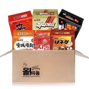 농심외 신라면5개 + 안성탕면5개 + 얼큰한너구리5개 + 짜파게티5개 + 진라면매운맛5개 + 불닭볶음면5개_이미지