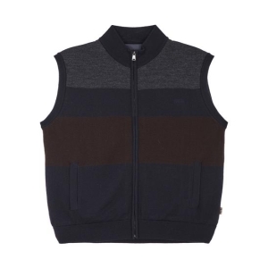  닥스 네이비 컬러블록 울 집업 베스트_DMSW9D205N3