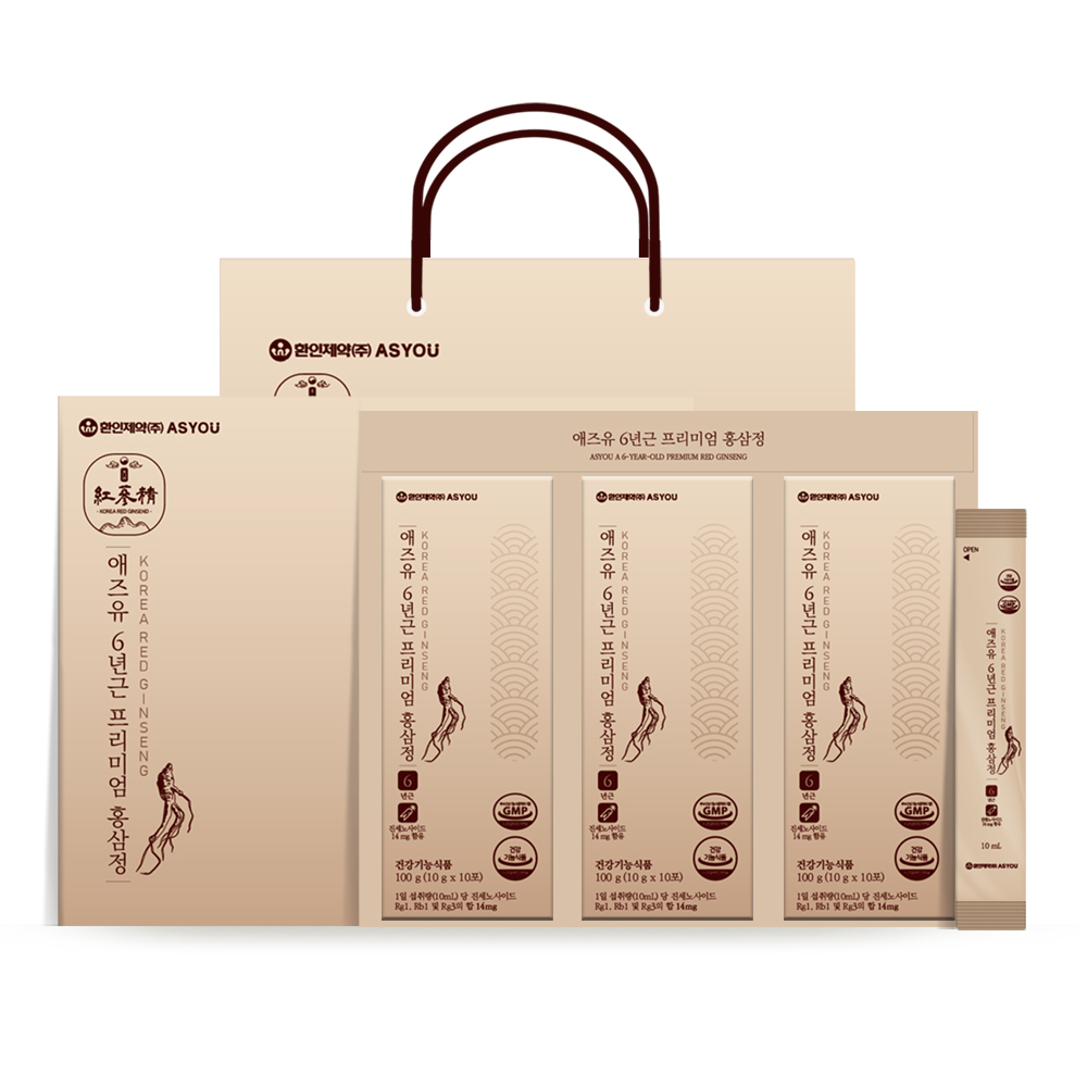 애즈유 환인제약 6년근 프리미엄 홍삼정 10g 30포 (3개)