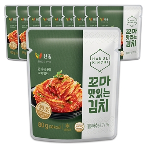 한울 꼬마 맛김치 80gx10봉 여행용 편의점 국산 팩 미니 라면 소포장 김치_이미지