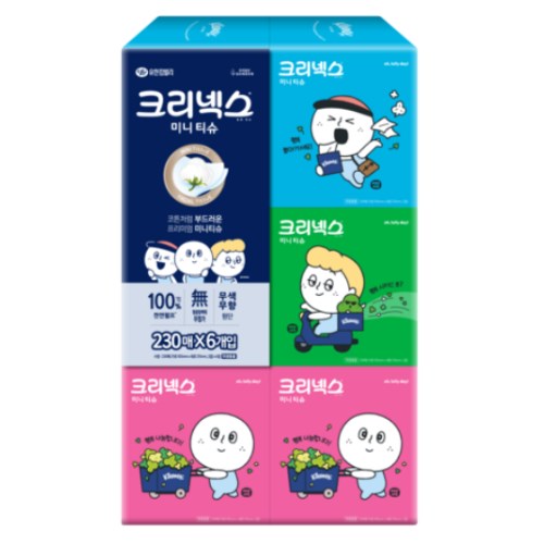 유한킴벌리 크리넥스 X 오롤리데이 미니 티슈 230매 (6입) (1팩(6입))