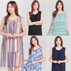 이라인 1417 럭키 그린인견 민소매원피스_이미지
