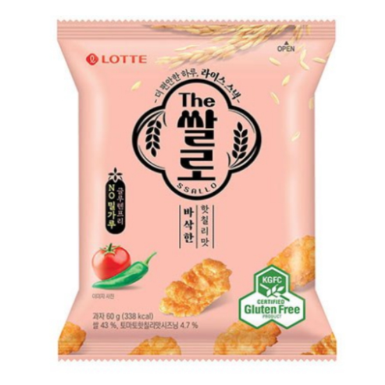 롯데웰푸드 The쌀로 바삭한 핫칠리맛 60g (16개)