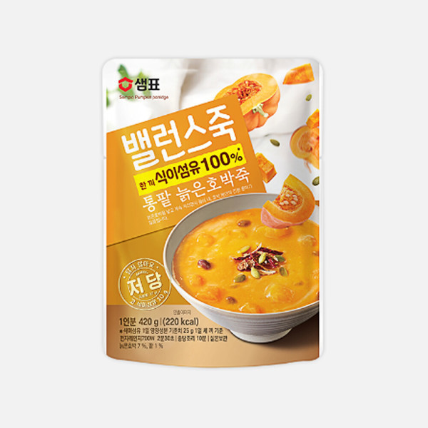샘표식품 밸런스죽 통팥 늙은호박죽 420g이미지입니다. 누르면 해당 게시물로 새창이동합니다.