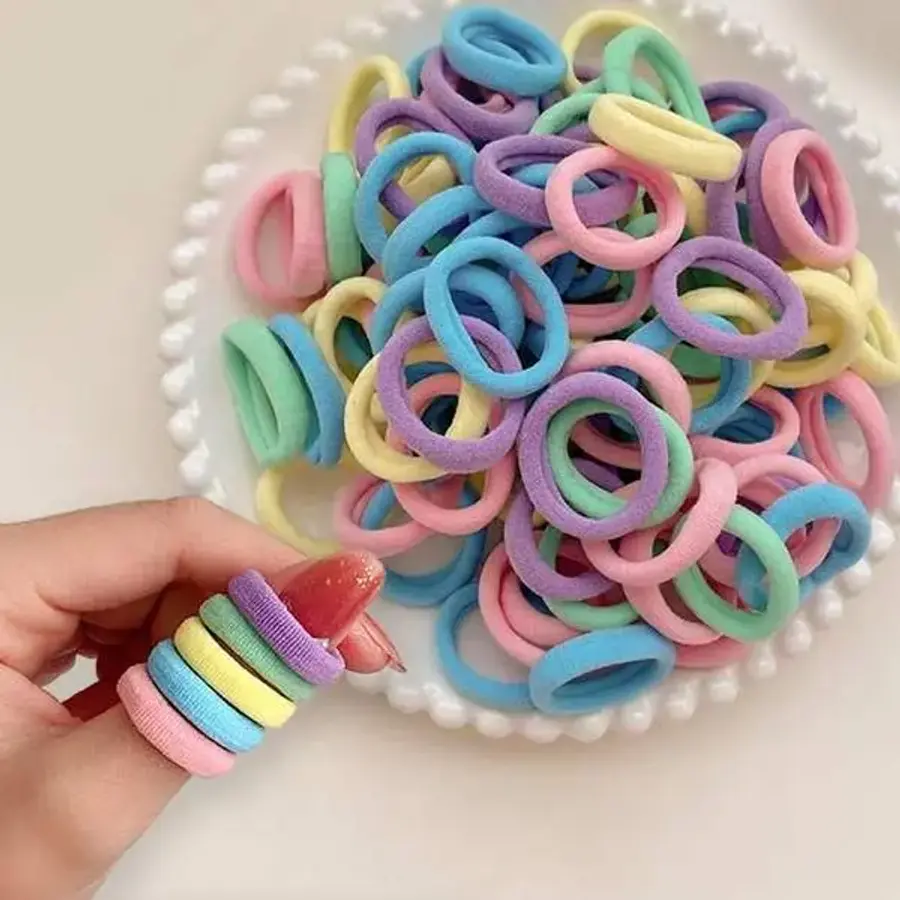 심플 256XRS60 머리끈 통통 헤어끈 무매듭 도넛링 100P_이미지