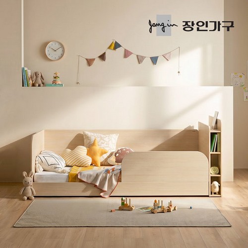  장인가구 뉴피터 수납헤드 저상형 데이베드 LED침대 S+안전가드 [라텍스탑독립]