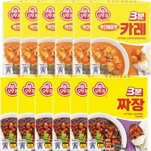 오뚜기 3분 카레 약간매운맛 6개+짜장 6개 카레 짜장 햇반 밥 라면 간식
