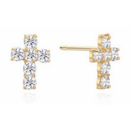 로이드 14K 십자가 스톤 풀세팅 귀걸이 LPFN2234G_이미지
