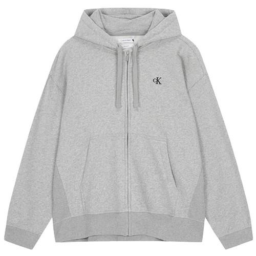 캘빈클라인진 릴렉스핏 스몰 CK 로고 기모 후드 집업 40HM259_이미지