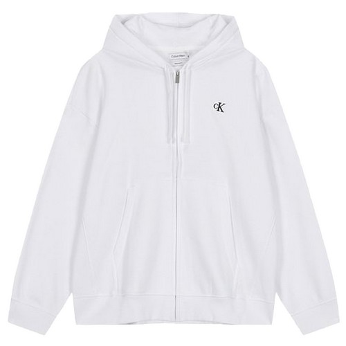 캘빈클라인진 릴렉스핏 스몰 CK 로고 기모 후드 집업 40HM259_이미지