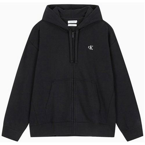 캘빈클라인진 릴렉스핏 스몰 CK 로고 기모 후드 집업 40HM259_이미지