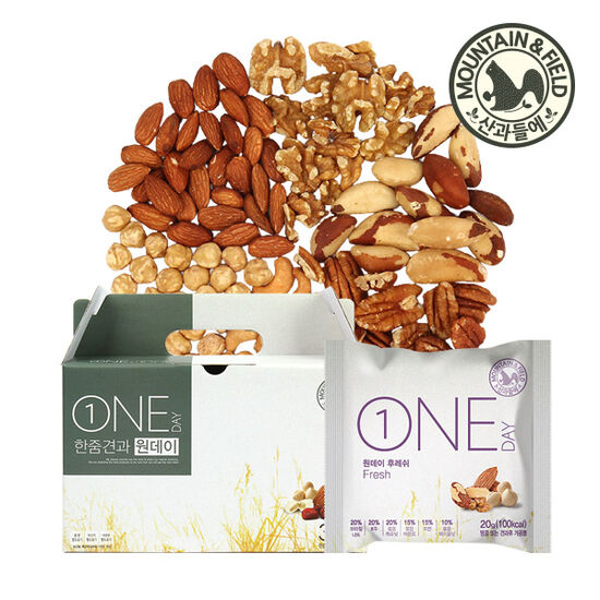 산과들에 한줌견과 원데이 후레쉬 20g 30개입 선물세트 (1개)