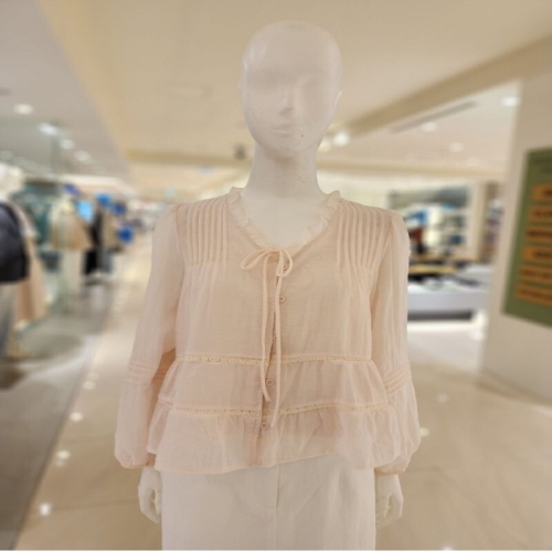 여성 소매 볼륨 핀턱 블라우스 PS2WB385