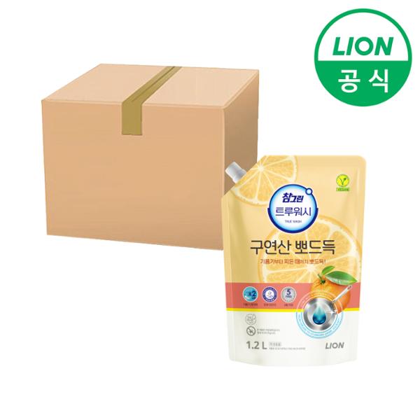 라이온코리아 참그린 트루워시 구연산 뽀드득 오렌지향 리필 1.2L (10개)