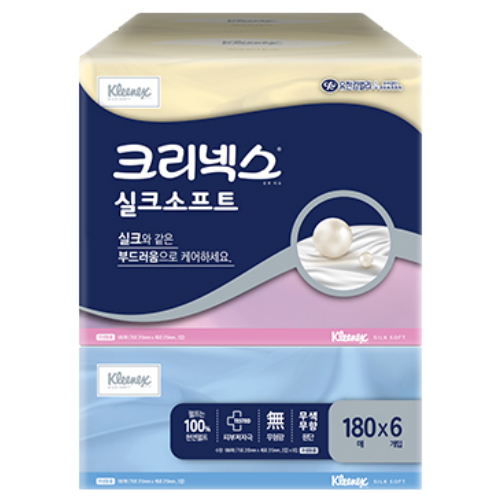 크리넥스 실크소프트 플러스 미용티슈 180매 (6입) (4팩(24입))_이미지